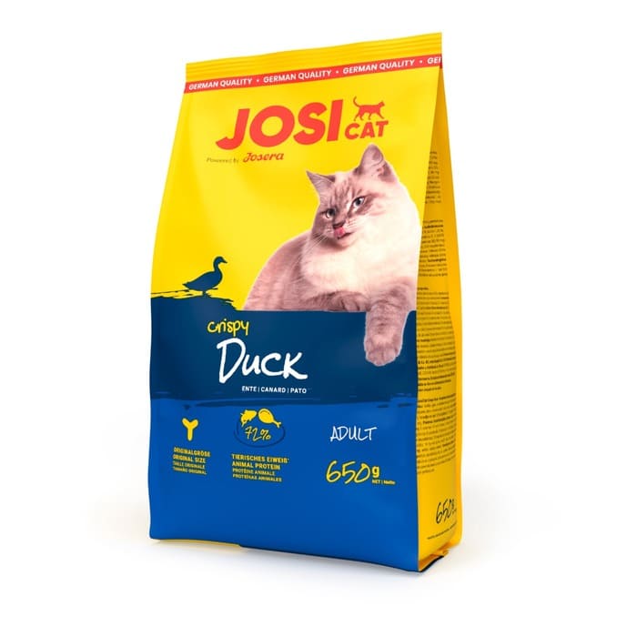 Josera JosiCat Crispy Duck sausā kaķu barība kaķiem ar pīli un zivīm 650 g